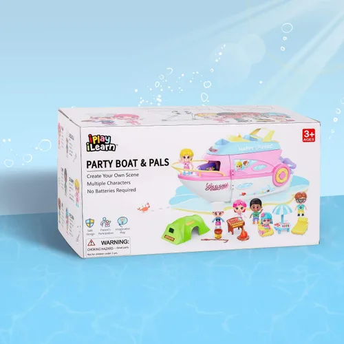 Miniatura 8 de iPlay, iLearn Juego de casa de muñecas para niñas de 3 a 4 años, juego de juguetes de barco con muñecas pequeñas de crucero, casa