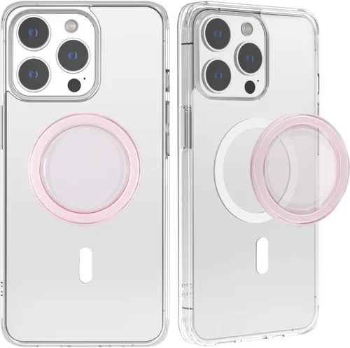 Miniatura 4 de metisinno Base magnética compatible con agarres de teléfono PopSocket y fundas MagSafe para iPhone, rosa translúcido Rosado traslúcido