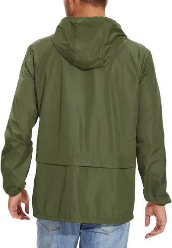 Miniatura 5 de Zando Chubasquero para hombre, impermeable, con capucha, rompevientos, ligero, para ciclismo