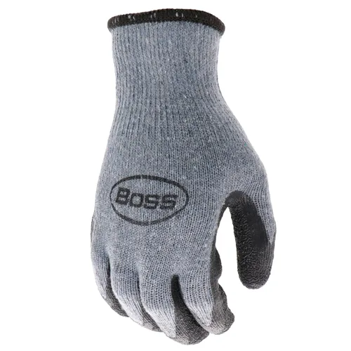 Miniatura 3 de Boss Guantes de trabajo con revestimiento de látex texturizado para hombre, resistentes al agua, carcasa de poliéster de calibre 13, gris/negro