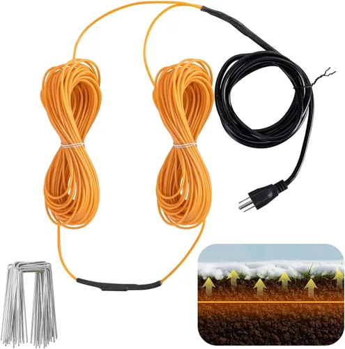 Miniatura 8 de Adnee Cable termostático de calefacción de suelo de 59 pies, cable de calentamiento de goma con termostato y estacas de tierra, cable calentador