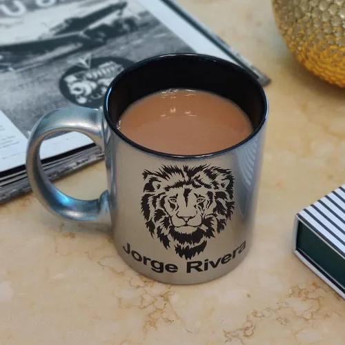 Miniatura 2 de LaserGram Taza de café redonda de cerámica de 11 oz, culturista, grabado personalizado incluido (negro)