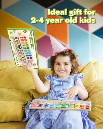 Miniatura 7 de Airbition Juguetes Montessori de 3 años en adelante, laberinto magnético de color y números, clasificación de formas para niños pequeños