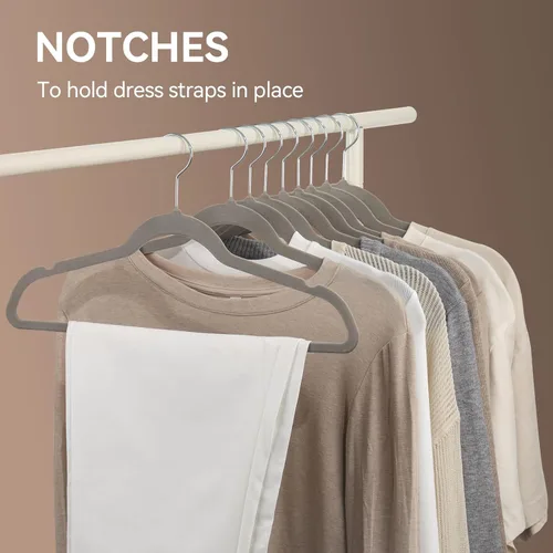 Miniatura 2 de Perchas de plástico, paquete de 20, perchas duraderas que ahorran espacio para uso diario y artículos esenciales para el dormitorio, color negro