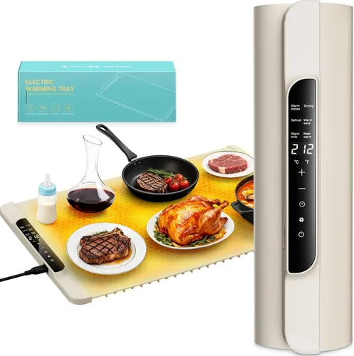 Tapete de calentamiento para alimentos - Calentador de alimentos con 14 temperaturas - Bandeja de calentamiento eléctrica de silicona con 6 modos -