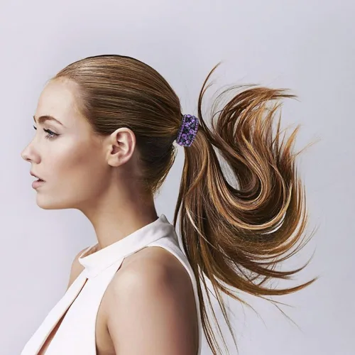 Miniatura 4 de Paquete de 4 pinzas para el cabello con diamantes de imitación para cola de caballo alta, pinzas antideslizantes con diamantes de imitación