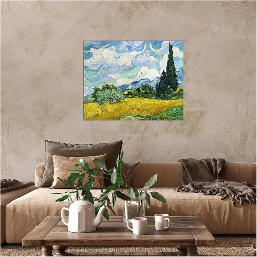 Miniatura 694 de A&T ARTWORK Campo de trigo con cipreses de Van Gogh Las reproducciones de arte clásico mundial, impresiones en lienzo giclée para decoración