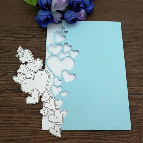 Troqueles de metal con borde de corazón, marco de borde de encaje de corazones, plantillas de corte de boda para manualidades, álbumes de recortes,