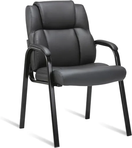 Miniatura 13 de CLATINA Silla de recepción de cuero para invitados con base de trineo, sillón estacionario de oficina con reposabrazos acolchados para reuniones