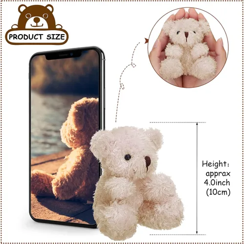 Miniatura 2 de Threan 8 piezas de mini osos de peluche de 4 pulgadas, pequeños osos de peluche a granel, juguetes de animales de peluche suaves, muñecos de oso