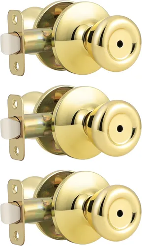 Miniatura 17 de GOBEKOR Paquete de 1 perillas para puerta de paso, pomos interiores de latón pulido sin llave, pomos de puerta de armario, pasillo, pomo de paso