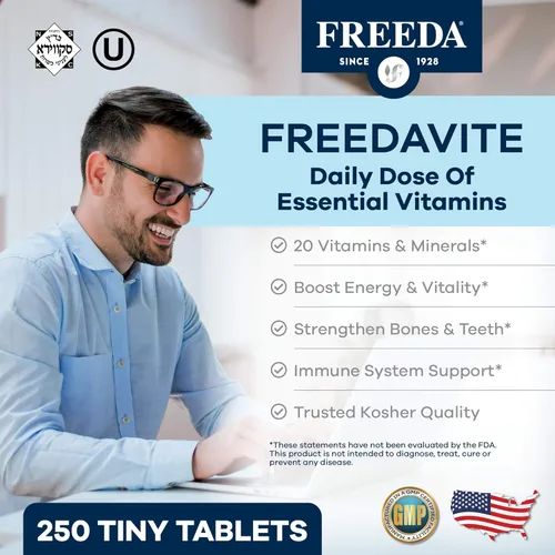 Miniatura 2 de Freeda vite Tiny Tablet - Multivitamínico moderado para hombres y mujeres - Vitamina pura A, C, D, E, B1, B2, B6, B12, biotina, calcio, zinc