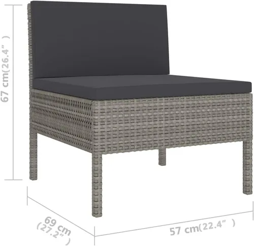 Miniatura 3 de vidaXL Juego de sofá de patio de 6 piezas, sofá seccional para patio trasero al aire libre, sofá con cojines, juego de muebles de patio con mesa