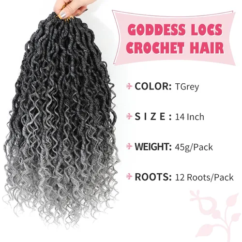 Miniatura 13 de Alicoco Goddess Locs Cabello de Ganchillo 12 Pulgadas 8 Paquetes Rastas Sintéticas de Ganchillo Para Mujeres Rastas Suaves Boho Pre-enrolladas River