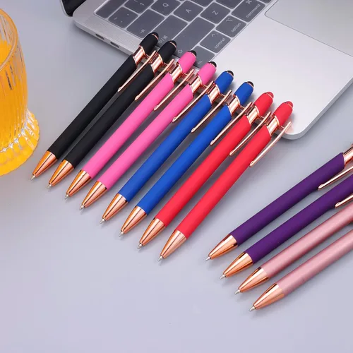 Miniatura 5 de 12 unidades 2 en 1 bolígrafo/lápiz capacitivo con punta de lápiz capacitivo, bolígrafo de metal de tinta negra de 1,0 mm para pantallas táctiles Oro