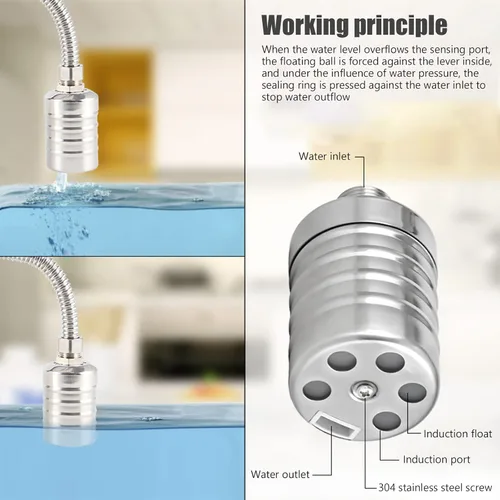 Miniatura 3 de Válvula de flotador de acero inoxidable 304 totalmente automática con control de nivel de agua para tanque de agua, mini válvula de flotador de bola