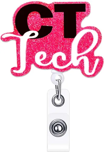 CT Tech - Carrete retráctil para enfermera, clips de radiología retráctil, clip de cocodrilo, carretes de insignia de enfermería divertidos y lindos