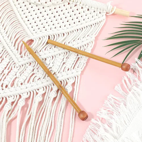 Miniatura 3 de Aguja de tejer de bambú de 0.394 in recta, de un solo punto, agujas de tejer de madera de 10 pulgadas de largo, para suéter de madera, agujas