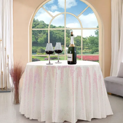 Miniatura 35 de Manteles redondos de lentejuelas negros para fiestas, de 121,9 cm, mantel redondo de purpurina ajustado, pequeño, lindo y dulce, para boda