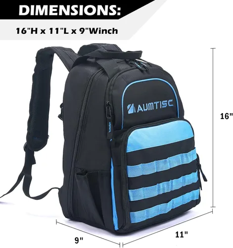Miniatura 6 de AUMTISC Mochila de Herramientas para Hombres, Organizador de Almacenamiento de Herramientas de Servicio Pesado, Mochila de Bolsas de Trabajo