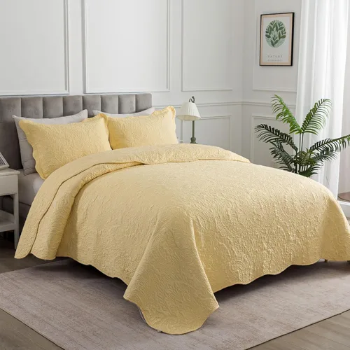 Miniatura 300 de HoneiLife - Juego de colcha de tamaño Queen, juego de ropa de cama de pana bordada de 3 piezas, colcha de lujo, ligera, cálida, para todas las Pana
