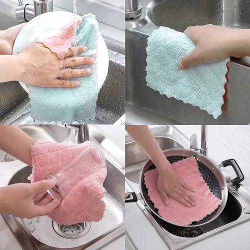 Miniatura 4 de Paquete de 10 paños de cocina suaves, sin olor, paños de cocina reutilizables, paños de limpieza para el hogar, secado rápido, sin aceite