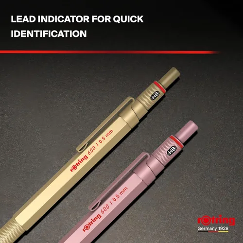 Miniatura 6 de ROTTLING Portaminas Oro 600 2158796 0.020 in rOtring Lápiz mecánico Escritura fina Papelería Pluma de dibujo alemán Bolígrafo profesional