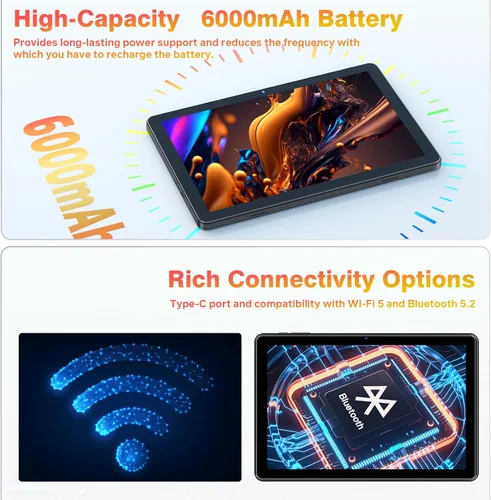 Miniatura 5 de Tablet Android 15, tabletas de 10 pulgadas, 18 GB+128 GB, expansión de 1 TB, tableta Octa-Core compatible con L1 Widevine con WiFi 5, BT5.2