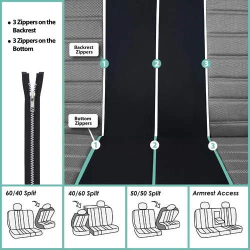 Miniatura 8 de TLH - Fundas de asiento automotrices de malla de aire 3D, solo para asientos delanteros, compatibles con bolsa de aire, ajuste universal para Gris