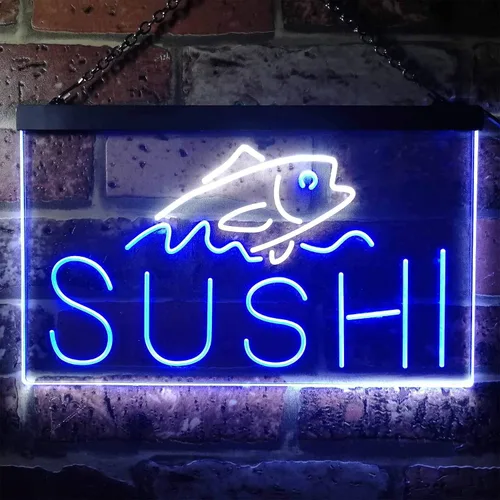 Miniatura 32 de ADVPRO Sushi Fish Sashimi Restaurant - Letrero de neón LED de doble color, azul y rojo, 12 x 8.5 pulgadas, st6s32-i3334-br