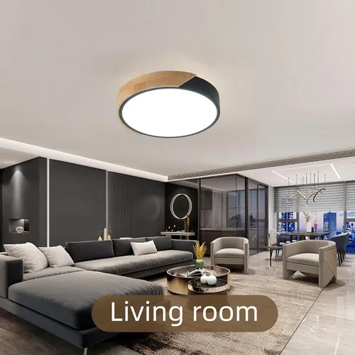 Miniatura 5 de Lámpara de techo LED moderna, 2 paquetes de luces de techo de montaje empotrado de madera, luces de cocina LED y accesorios de iluminación