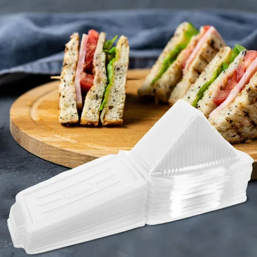 Miniatura 5 de Cabilock Caja de sándwich triangular de 5.90 x 3.34 x 3.14 pulgadas, recipiente de plástico transparente con tapa transparente para sándwiches