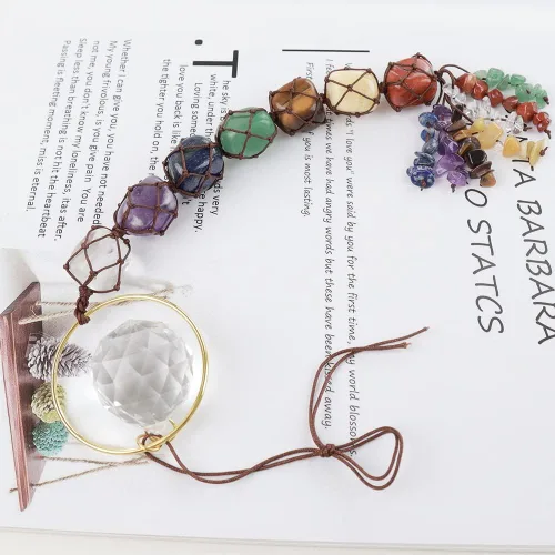 Miniatura 4 de Adornos colgantes de cristal hechos a mano para ventana de automóvil, 7 chakras, decoración del hogar, adorno de Feng Shui, adorno de yoga