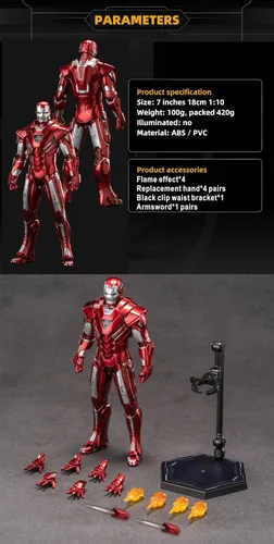 Miniatura 5 de LonullyMege Figura de acción MK33Ironman de 7 pulgadas, todas las articulaciones movibles, exquisita pintura con muchos accesorios, juguete