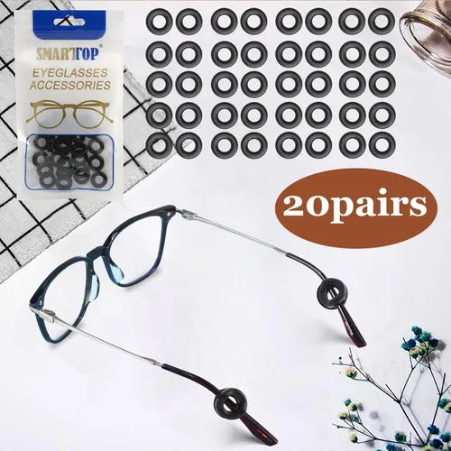 Miniatura 2 de SMARTTOP 14 pares de ganchos antideslizantes para orejas de gafas con funda - Ganchos para orejas de gafas - Agarre antideslizante cómodo para gafas