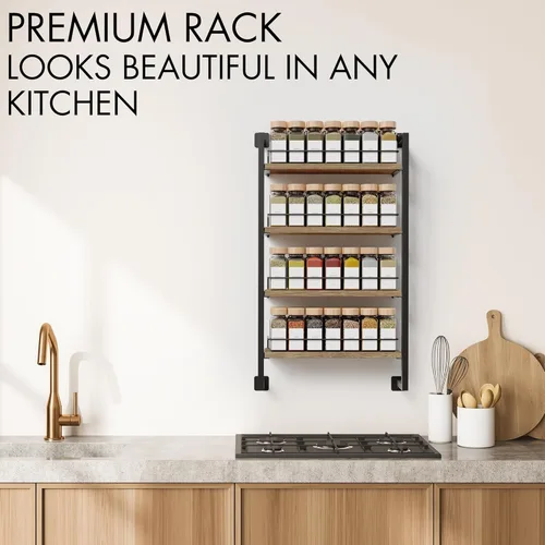 Miniatura 3 de ZICOTO Estante organizador de especias que ahorra espacio para montaje en pared, fácil de instalar, estantes colgantes modernos para hasta 56