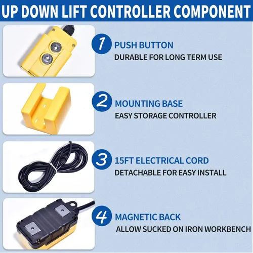 Miniatura 4 de ZCONIEY Interruptor de control remoto de 3 cables para remolque de descarga 12V para unidades de potencia de bombas hidráulicas de un solo efecto