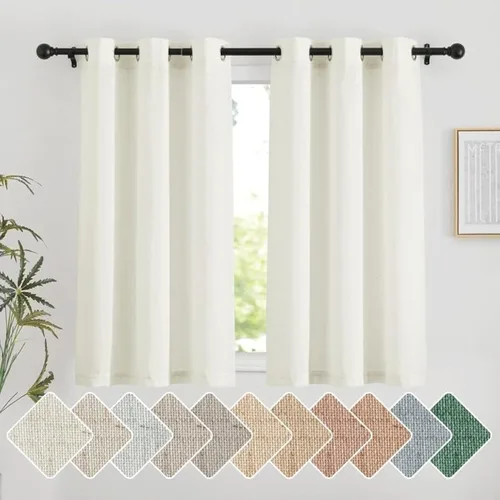 Miniatura 231 de NICETOWN Cortinas de lino natural con textura de lino para dormitorio, mezcla de lino rústica con ojales en la parte superior, semitransparentes