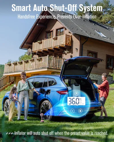 Miniatura 3 de Avid Power Compresor de aire inalámbrico para inflador de neumáticos, bomba de neumáticos de automóvil de 20 V con adaptador de 12 V CC, compresor