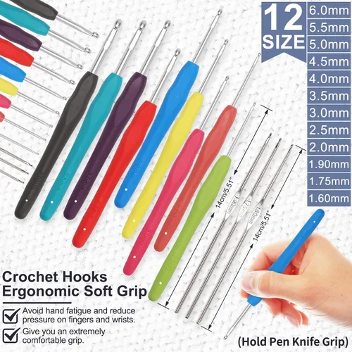 Miniatura 3 de XSEINO Kit de ganchillo para principiantes, kit de inicio de ganchillo con tutoriales en video paso a paso, kit de aprendizaje para principiantes