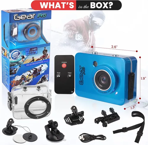 Miniatura 9 de Sound Around Gear Pro Sports Action Camera - Mini videocámara HD 1080P con cámara de 12 MP, pantalla táctil de 2.4 pulgadas, tarjeta USB SD HDMI