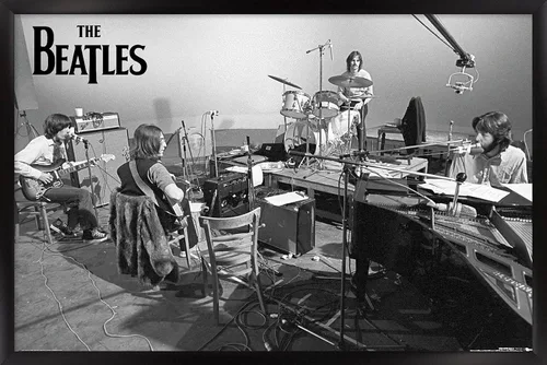 Miniatura 7 de The Beatles - Póster de pared de Let It Be Studio, 22.4 pulgadas de largo x 14.7 pulgadas de ancho, versión enmarcada de madera de granero