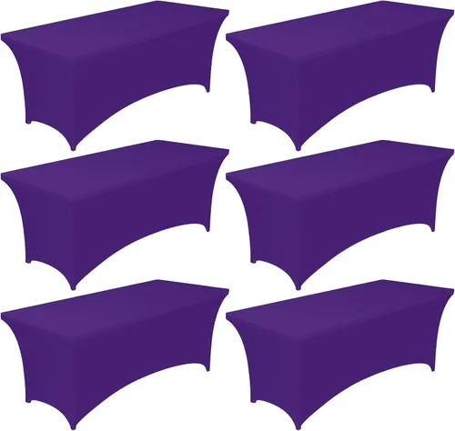 Miniatura 12 de Pureegg Mantel de Spandex de 6 pies - Paquete de 6, Cubierta de Mesa Ajustada y Elástica para Mesas Rectangulares, Tela Resistente a las Arrugas