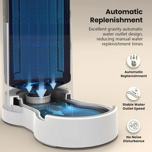 Miniatura 5 de CZPET Dispensador automático de agua de 7L para perros y gatos con cuenco de acero inoxidable, dispensador de agua por gravedad, 100% libre de BPA