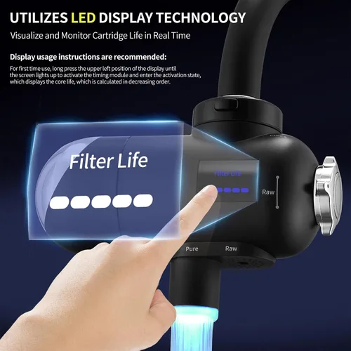 Miniatura 4 de HOMELODY Filtro de agua para grifo de fregadero 3.0 – Pantalla LED mejorada de 3000 – 4000 L, filtro de grifo de agua que reduce el plomo, cloro
