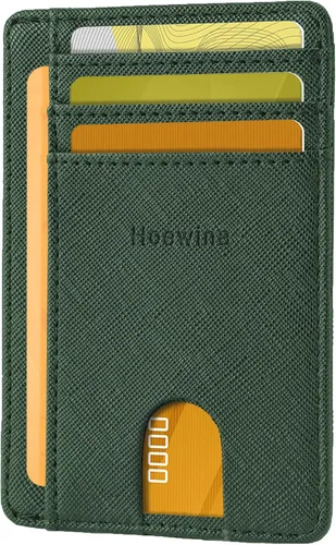 Miniatura 12 de Hoewina Cartera delgada para hombre, bolsillo frontal minimalista con bloqueo RFID, billetera de cuero delgada para tarjetas de viaje, regalos
