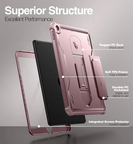 Miniatura 3 de Dexnor Funda para iPad de 9ª/8ª/7ª generación de 10.2 pulgadas, [protector de pantalla y soporte integrados] con soporte para bolígrafo, resistente