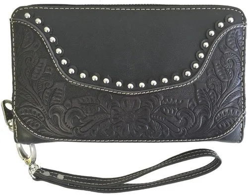 Miniatura 3 de Montana West Cartera de muñeca para mujer 2 en 1 de piel auténtica con cierre de cremallera