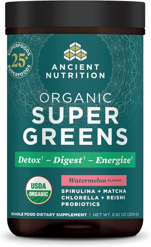 Miniatura 13 de Ancient Nutrition Supergreens Alkalize & Detox - Polvo de superalimento orgánico hecho de frutas reales, verduras y hierbas, para apoyo digestivo