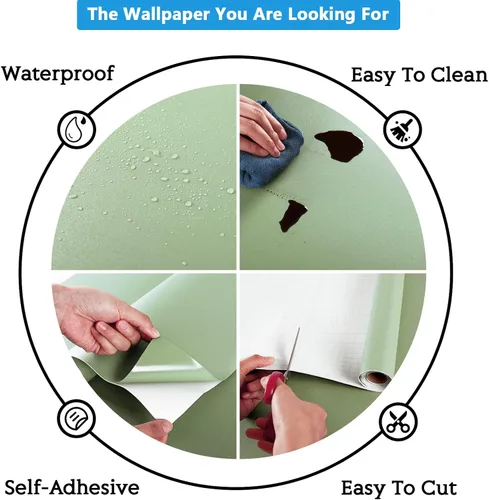 Miniatura 9 de CRE8TIVE Papel Tapiz Verde Salvia Adhesivo y Despegable 12"x80" Autoadhesivo Mate Verde Claro Papel de Contacto para Encimeras Impermeable